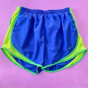 Nike Dri-fit Tempo running shorts blue neon green yellow medium    3